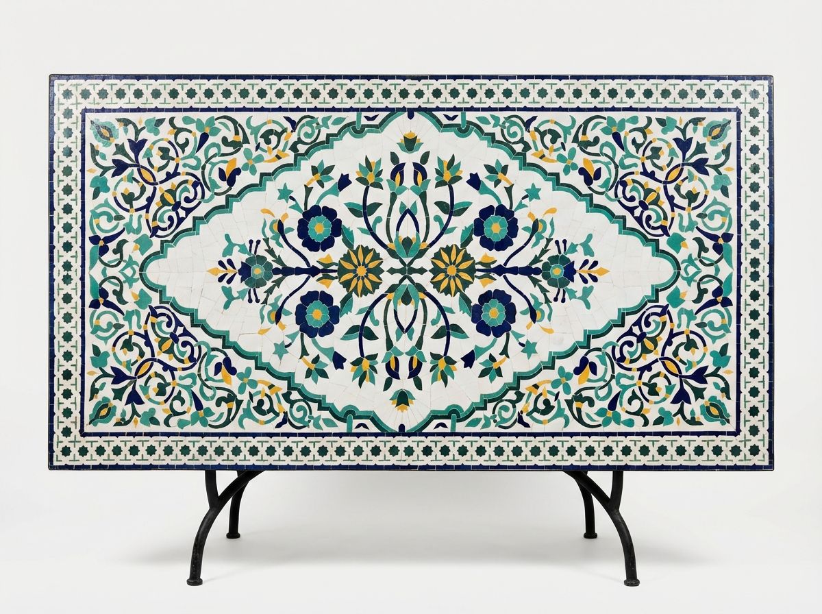 The Andalusian Garden: Floral Zellige Mosaic Dining Table view 2