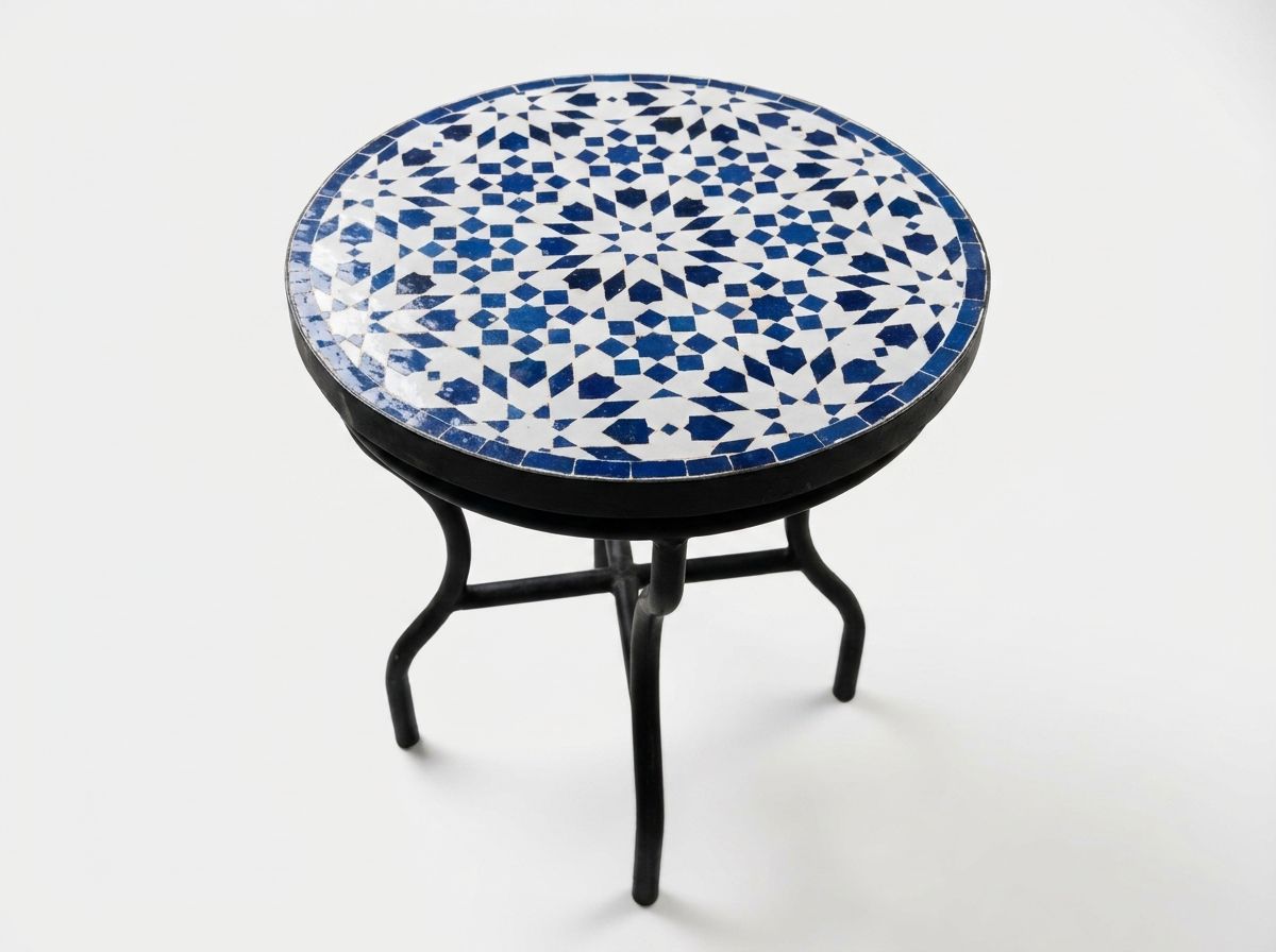 The Fassi Cobalt Star: Zellige Mosaic Side Table view 2
