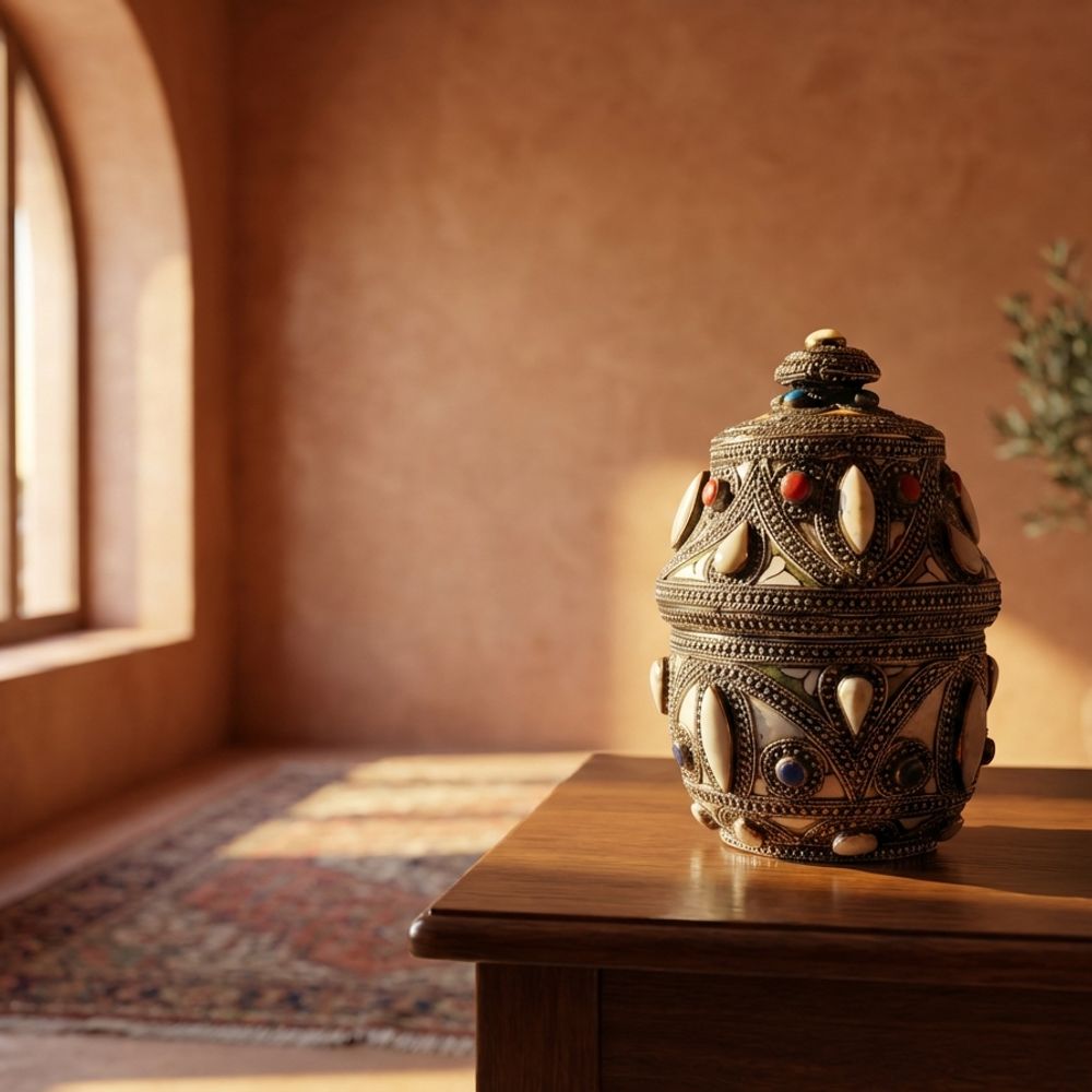 The Atlas Jewel: Berber Silver & Camel Bone Trinket Box