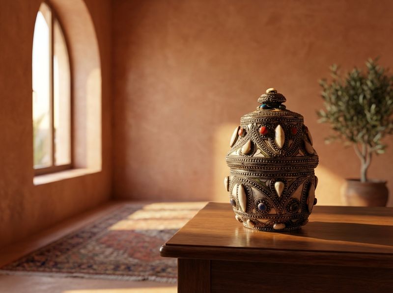 The Atlas Jewel: Berber Silver & Camel Bone Trinket Box detail