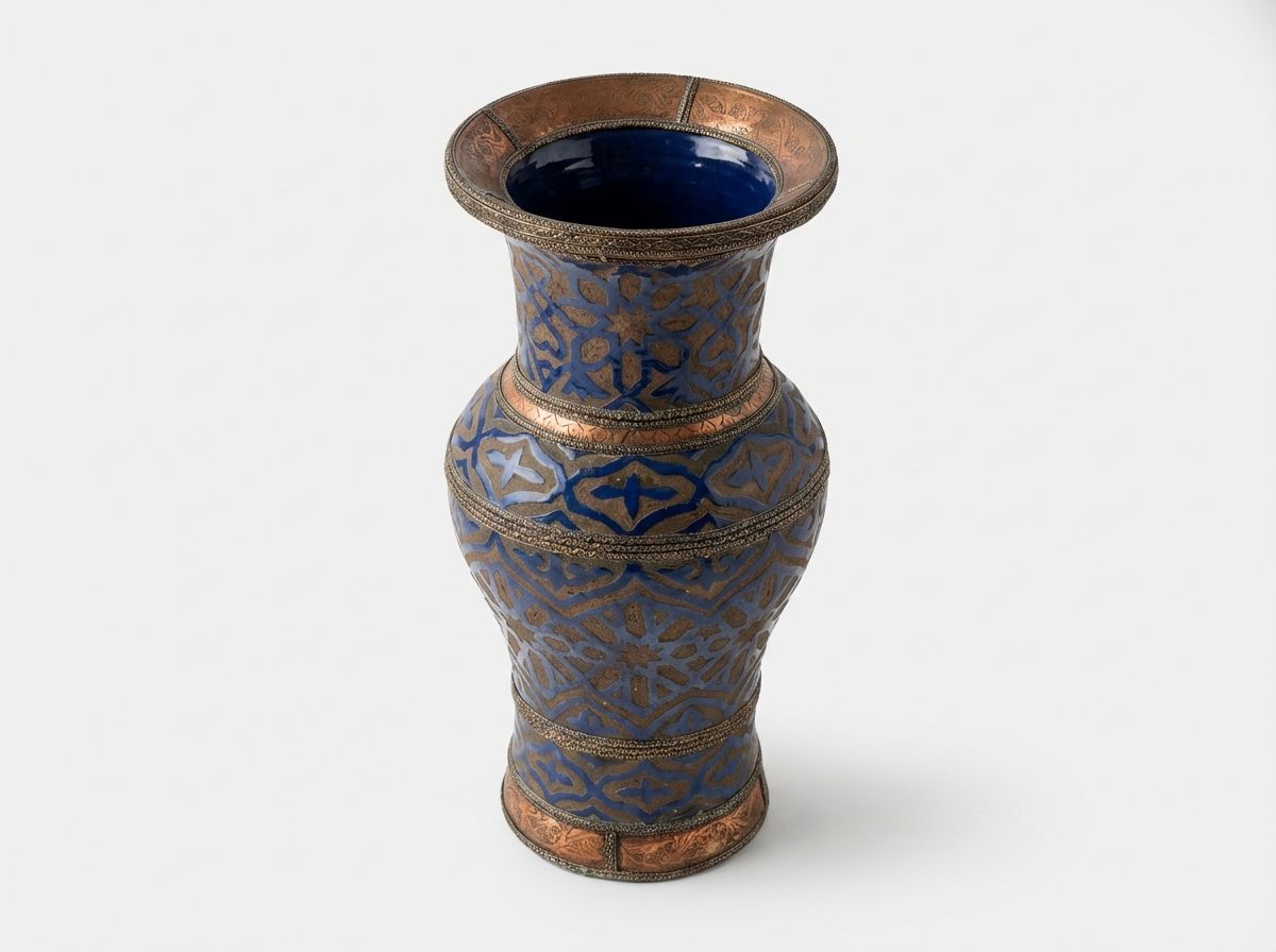 The Fez Royal Cobalt & Bronze Filigree Urn view 3