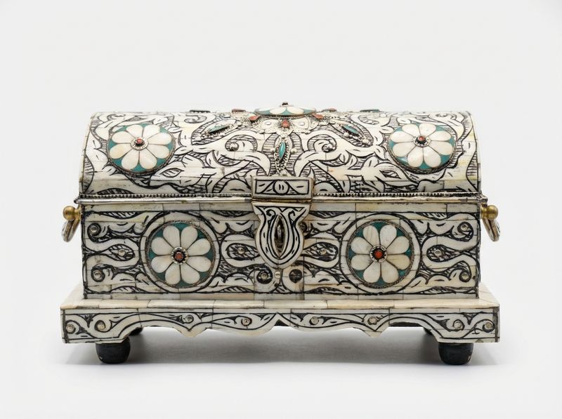 The Essaouira Royal Treasure Chest: Bone Inlay & Filigree Jewelry Box