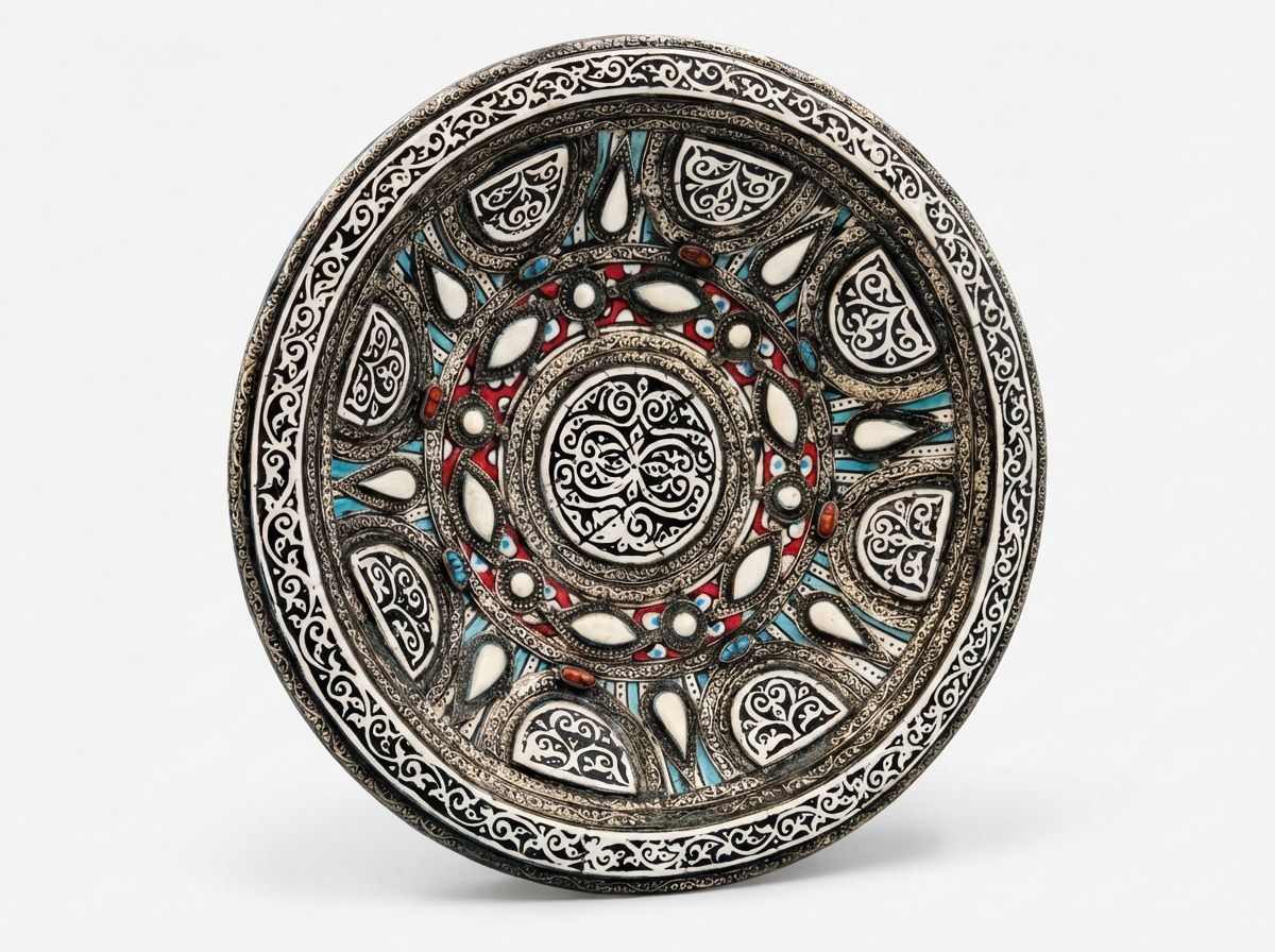 Safi Royale: Silver Filigree & Gemstone Ceramic Platter view 2