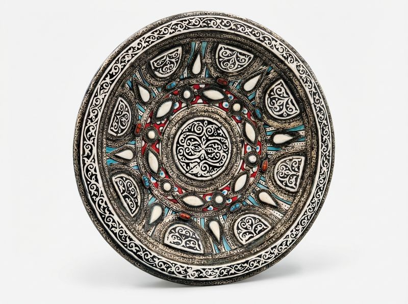 Safi Royale: Silver Filigree & Gemstone Ceramic Platter