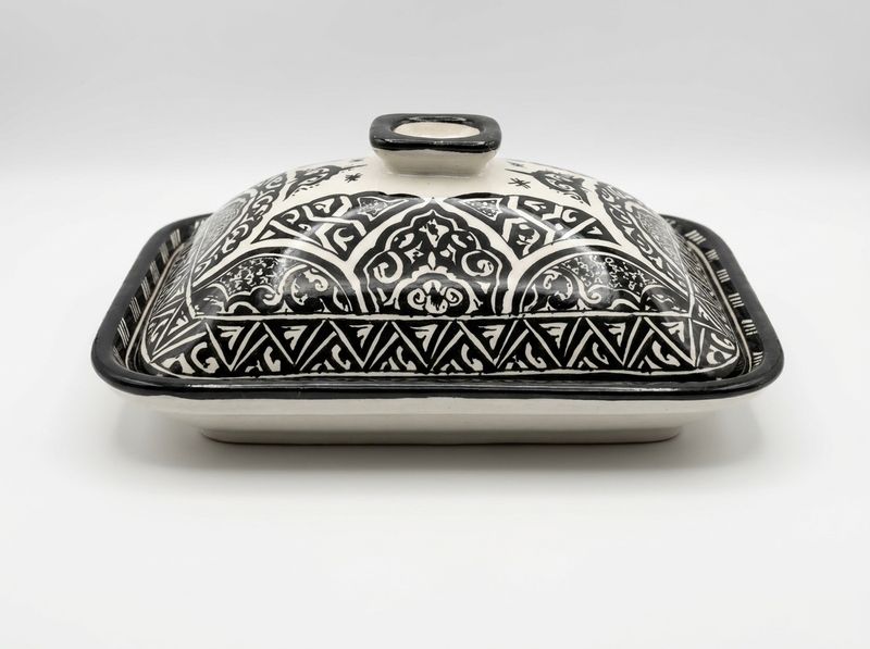The 'Atlas Noir' Hand-Painted Ceramic Butter Keeper