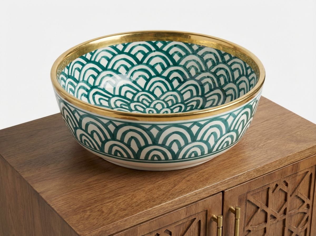 The Emerald Oasis Vessel Sink with Gold Rim view 3