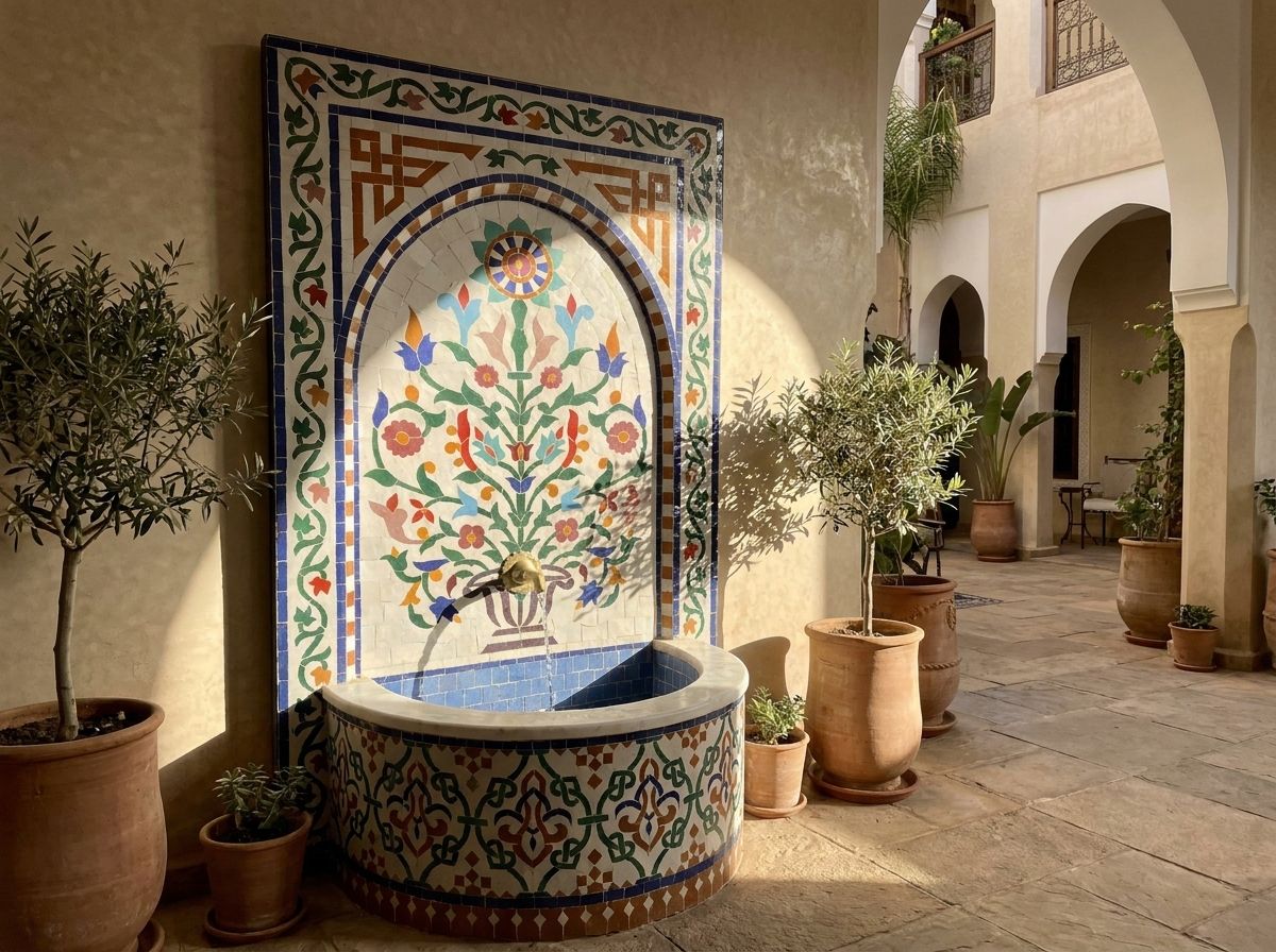 "Jardin de Fes" Zellige Wall Fountain view 3