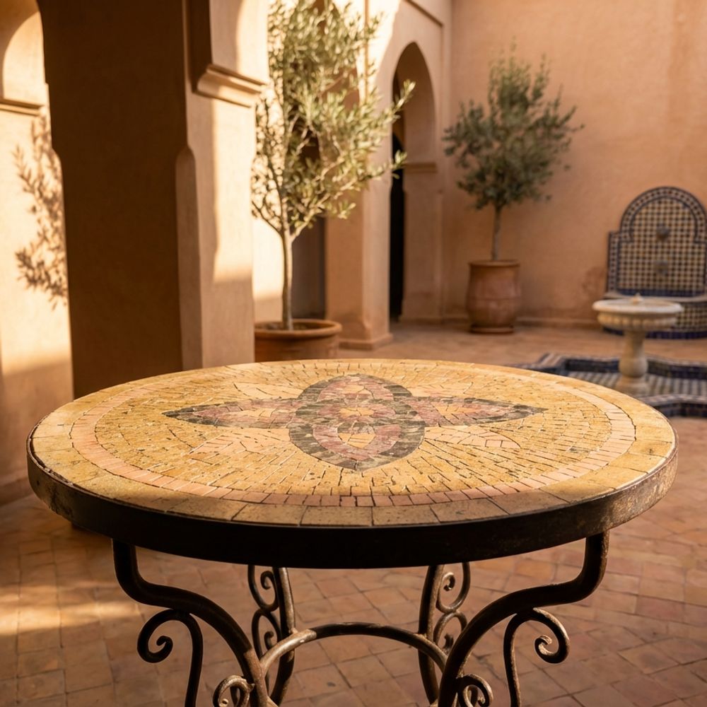 Atlas Bloom Stone Mosaic Side Table