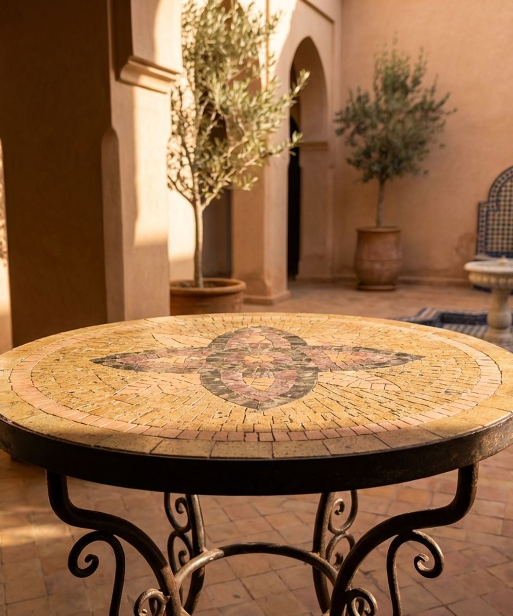 Atlas Bloom Stone Mosaic Side Table