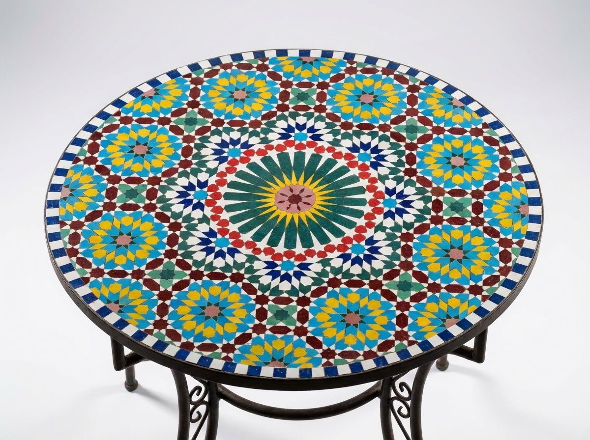 The 'Zahra' Radiating Star Zellige Mosaic Tabletop view 2