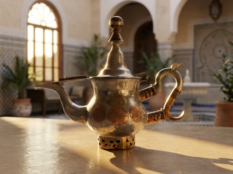 The 'Amira' Mixed Metal Decorative Teapot detail
