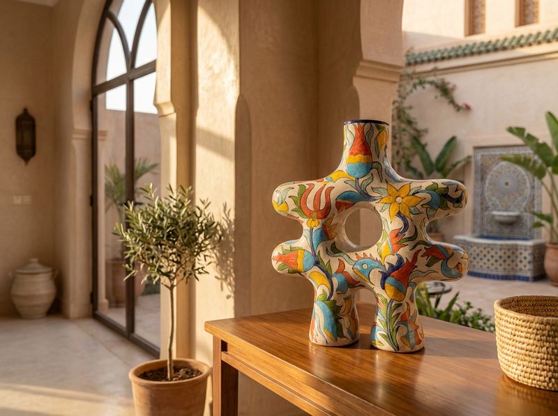 The Zahra Sculptural Iznik Vase detail