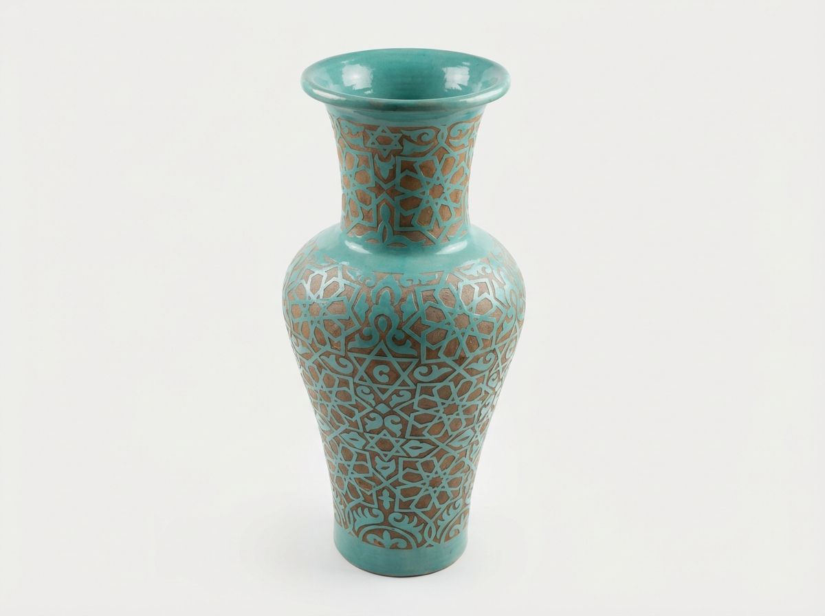 The Azure Star: Large Carved Moroccan Floor Vase view 3
