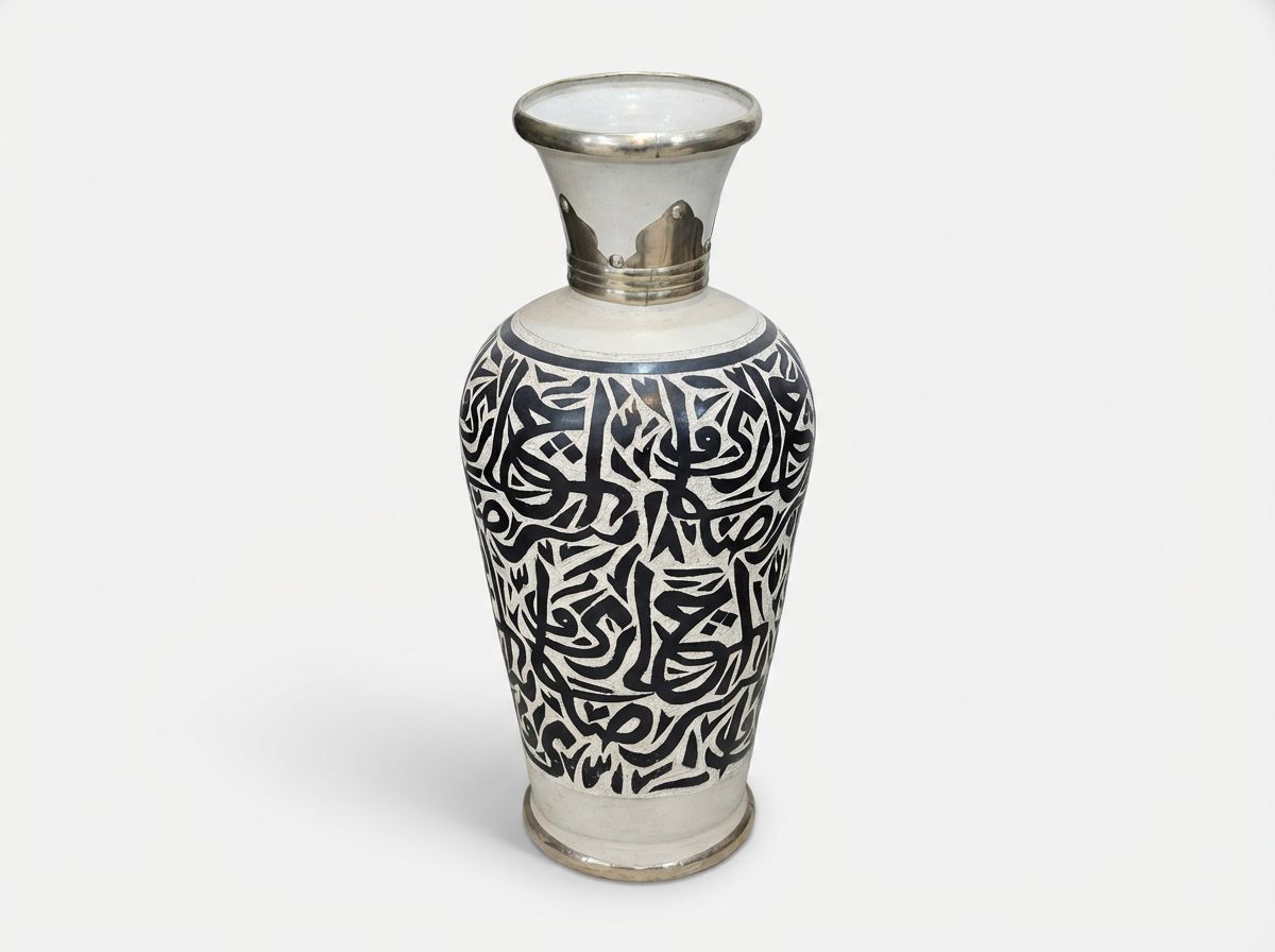 The 'Khatt' Monochrome Calligraphy Floor Vase view 3