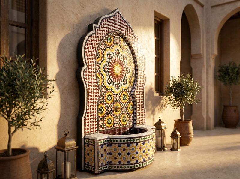 The Andalusian Star: Grand Zellij Mosaic Fountain detail