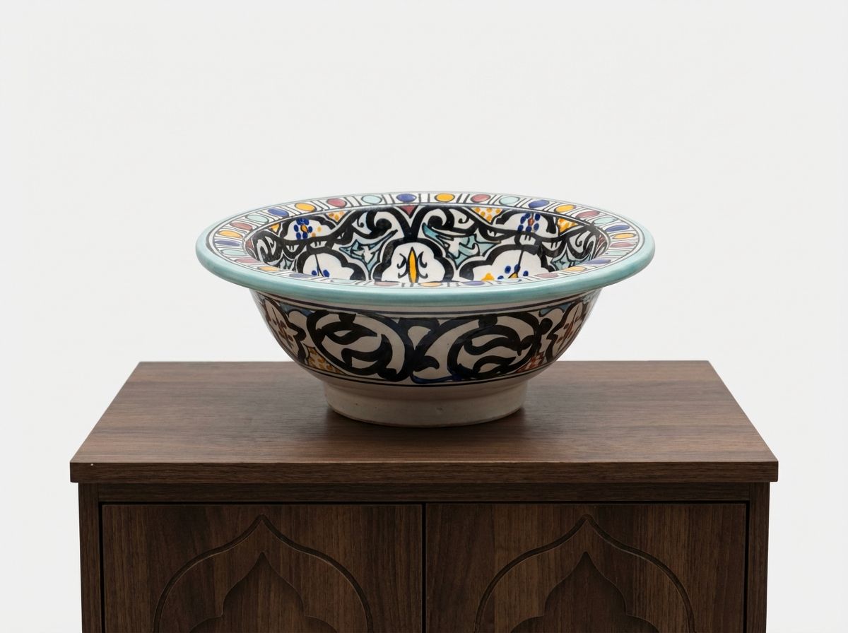 The 'Zahra' Polychrome Fes Vessel Sink view 2
