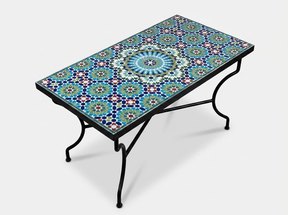 The Fes Azure Starburst Zellige Table Top view 2