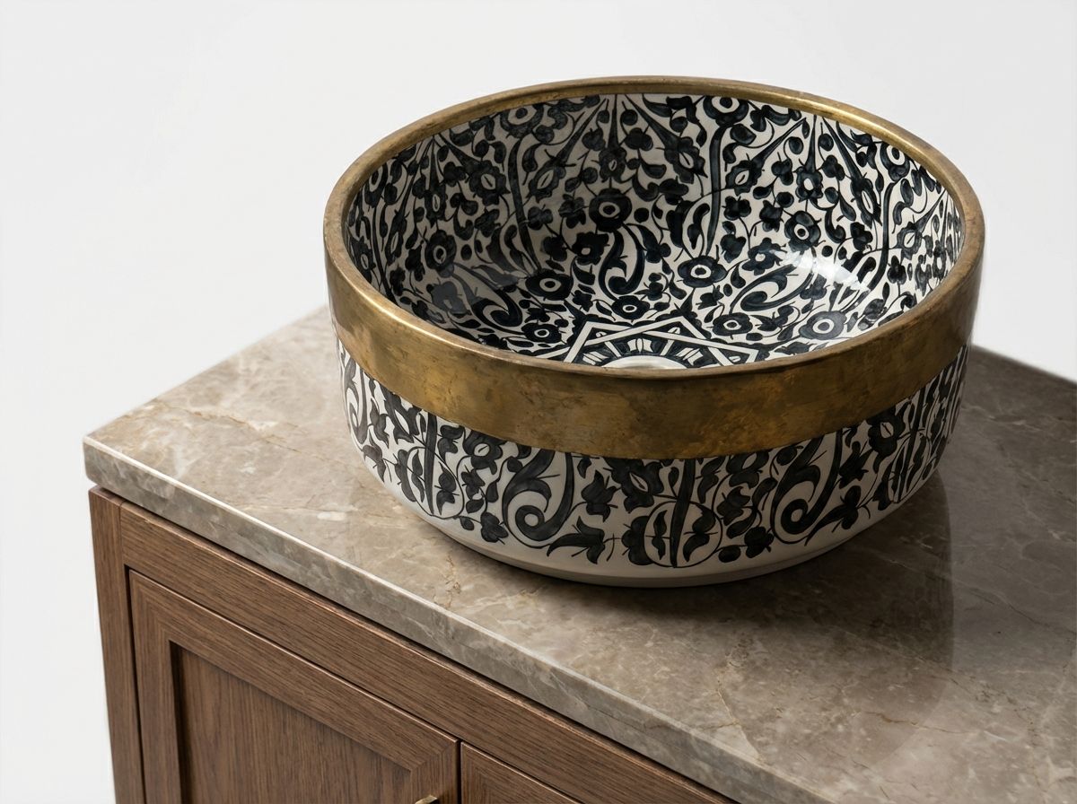 Fes Noir & Brass Royale Vessel Sink view 3