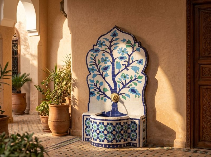 The Azure Tree of Life Zellij Fountain detail