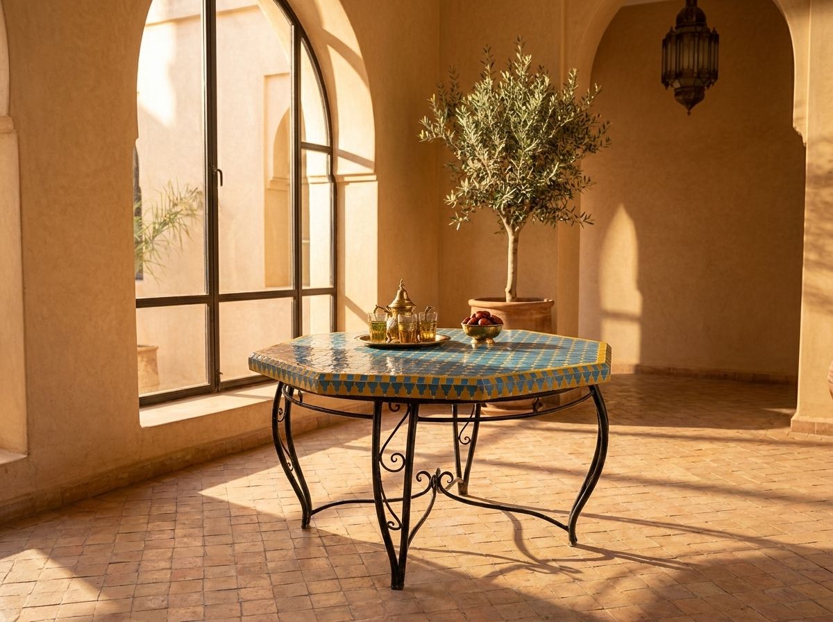 The Majorelle Azure Octagonal Zellige Table view 3