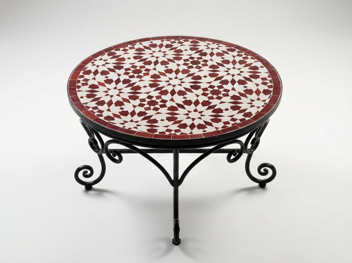 The 'Kasbah Crimson' Geometric Zellige Tabletop view 3