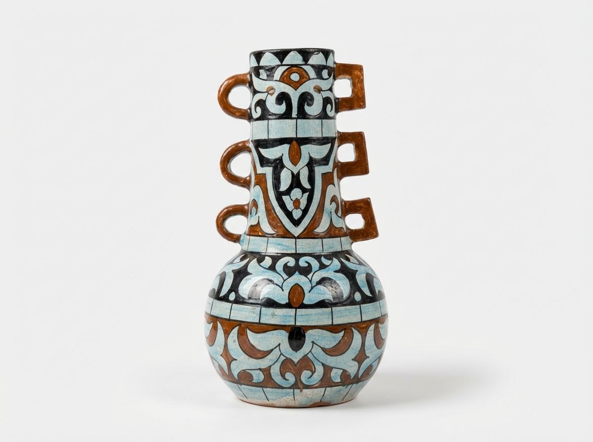 The Azure Citadel: Multi-Handled Fassi Ceramic Vase view 2