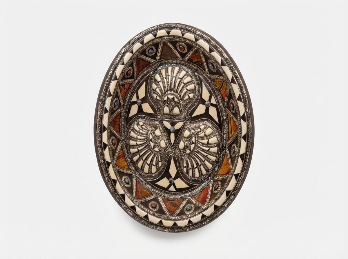 The Mogador Trefoil: Bone & Metal Inlay Charger view 3