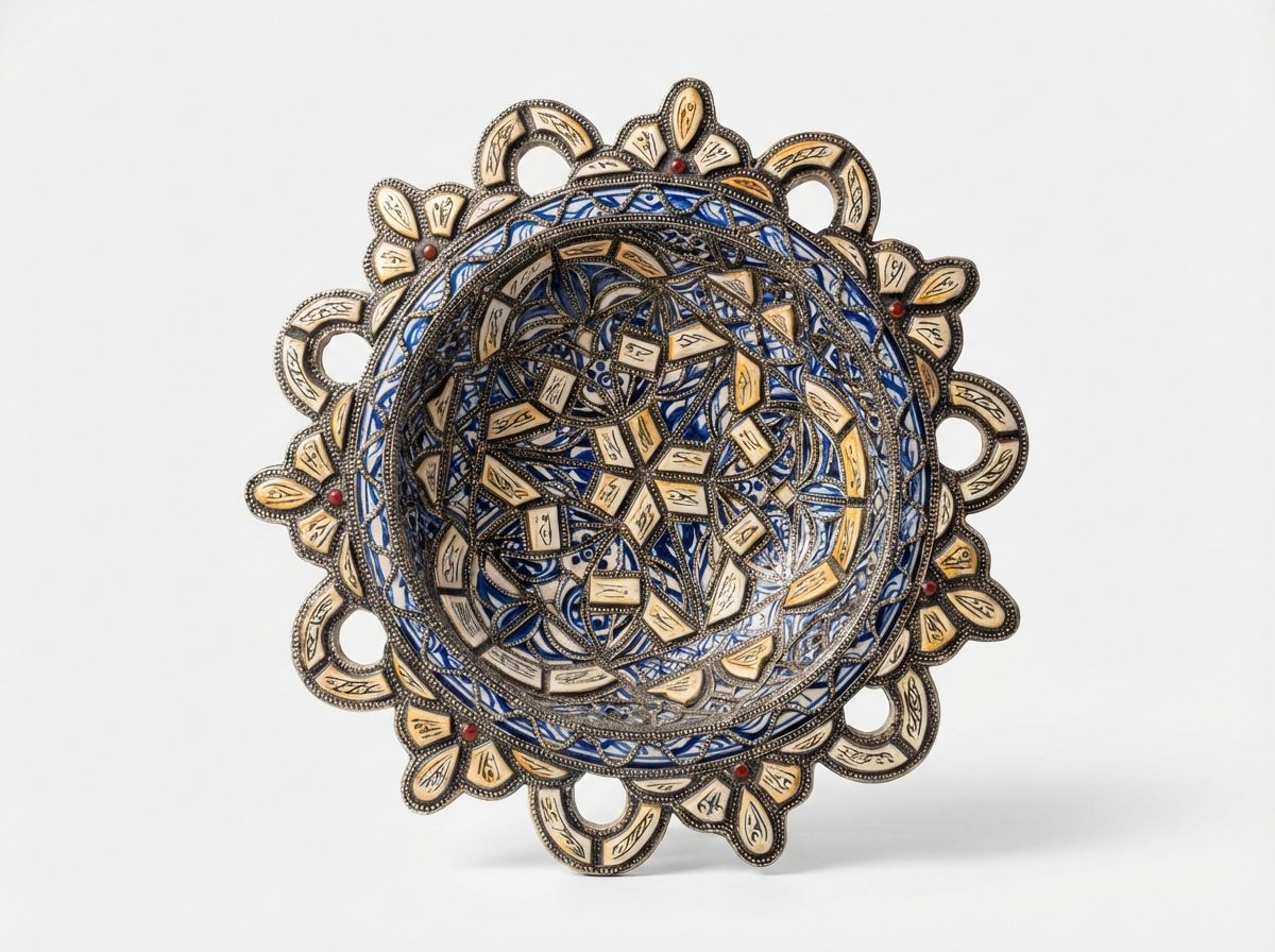 The Andalusian Star: Ceramic & Camel Bone Inlay Wall Platter view 2