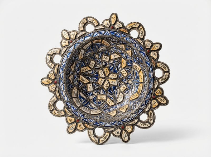 The Andalusian Star: Ceramic & Camel Bone Inlay Wall Platter