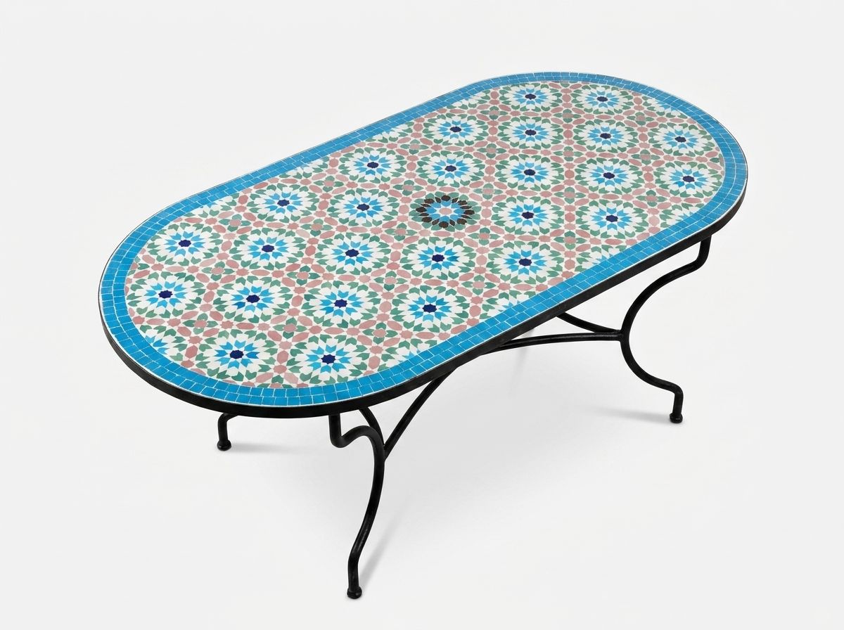 "Azure Star" Oval Zellige Dining Table view 2