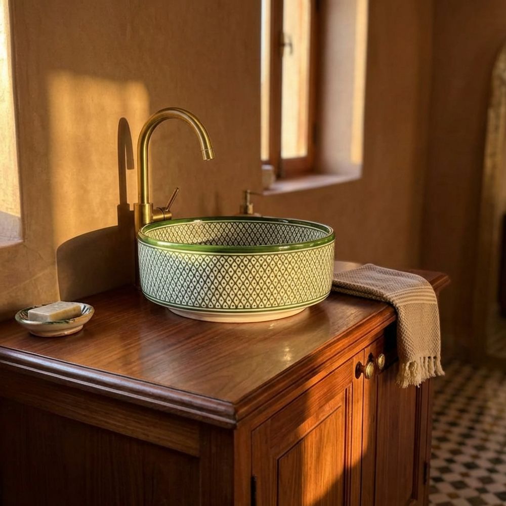 Fes Emerald Mosaic Vessel Sink