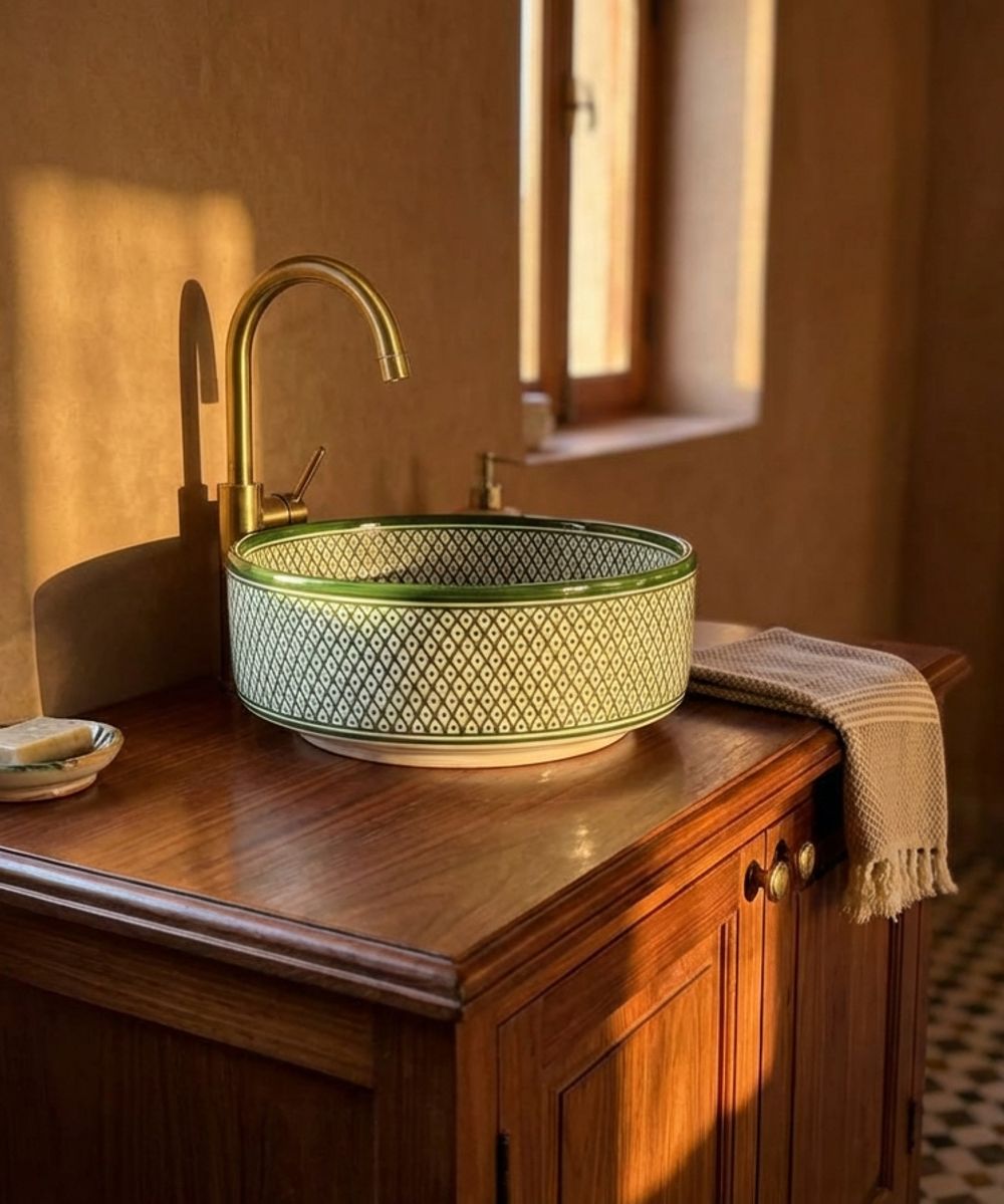 Fes Emerald Mosaic Vessel Sink
