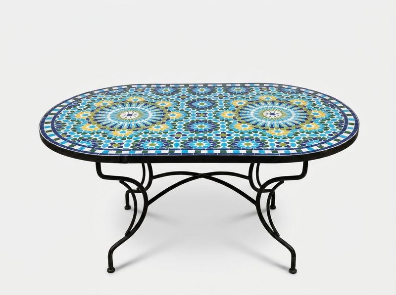 The Azure Fez Oval Zellige Table