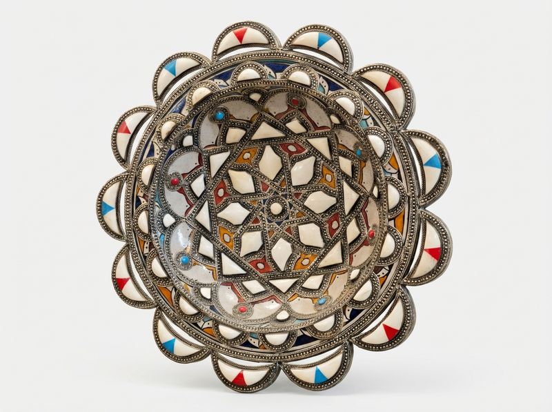 The Andalusian Star: Silver & Camel Bone Inlay Centerpiece Bowl
