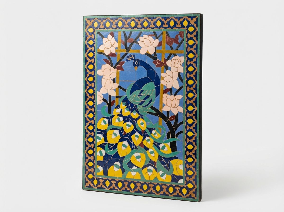 The Royal Peacock of Fes Zellige Panel view 3