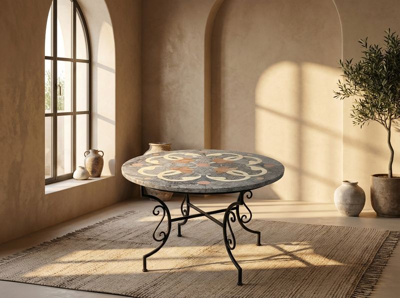 The Volubilis Marble Inlay Table detail