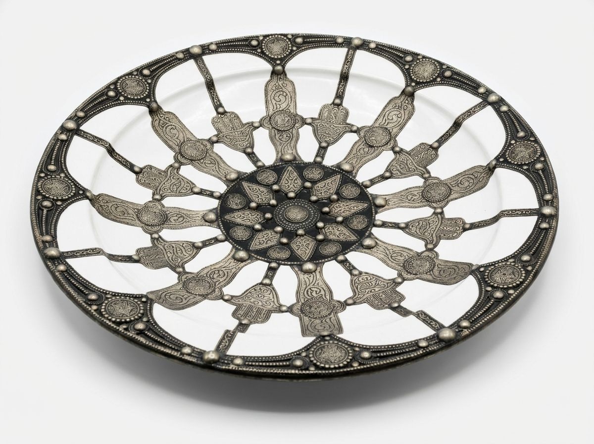 The Maghreb Star & Khamsa Metal-Clad Charger view 2