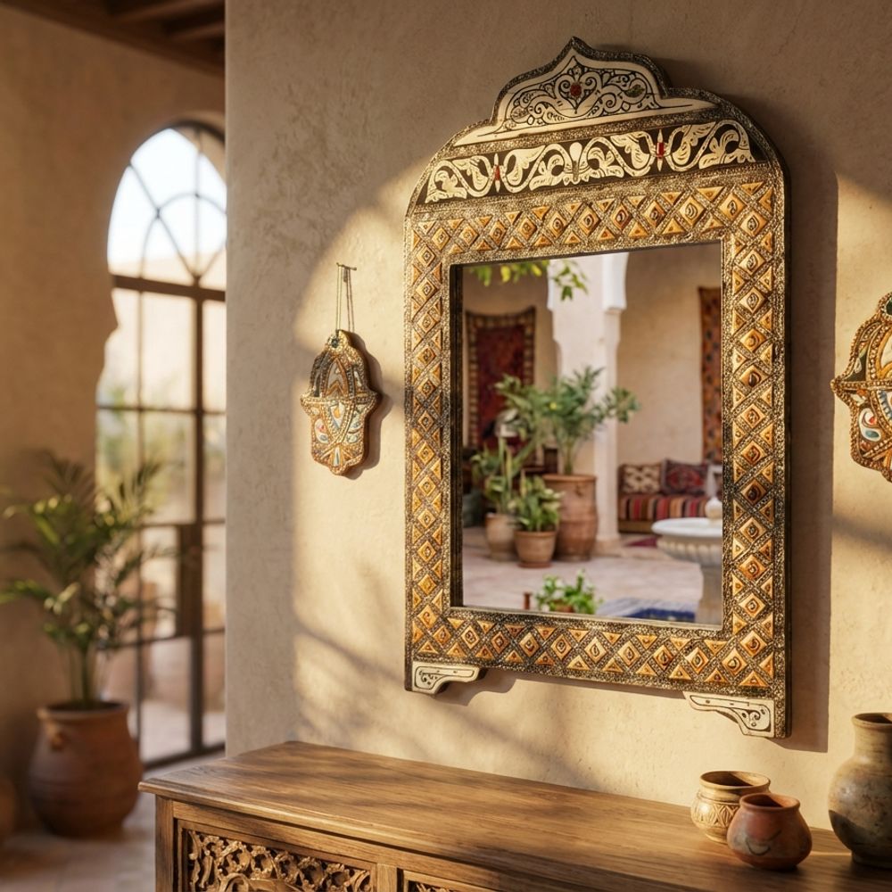 The Mogador Archway: Bone Inlay Wall Mirror