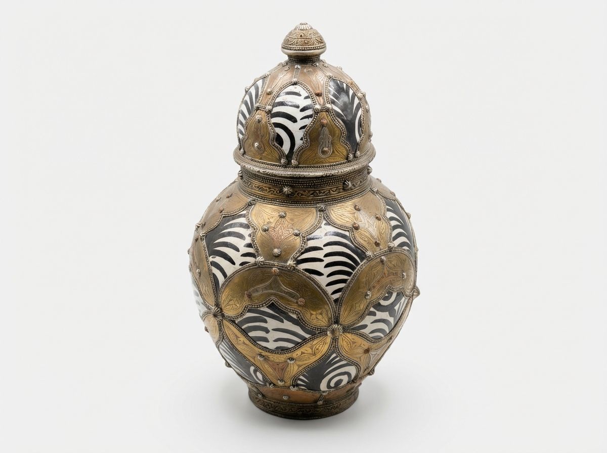The Atlas Zebra & Brass Filigree Urn view 3