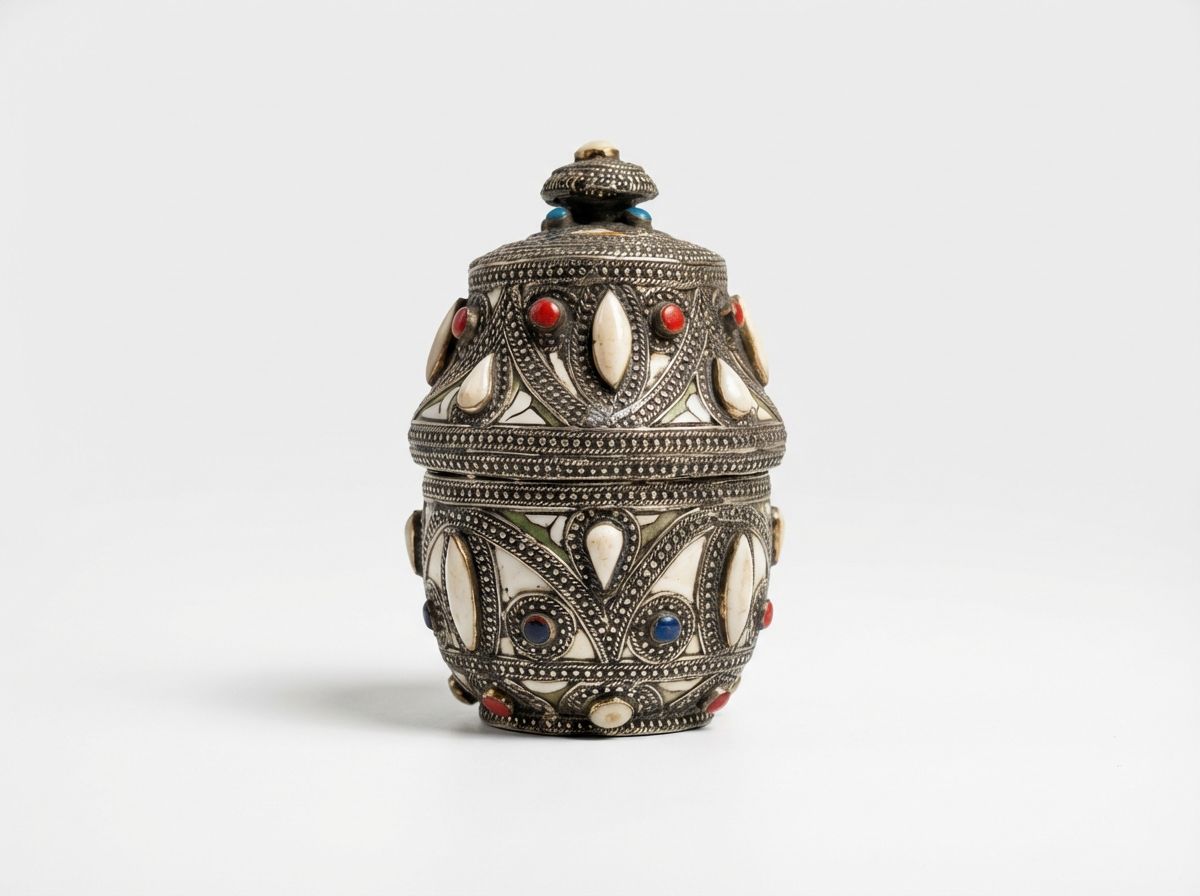 The Atlas Jewel: Berber Silver & Camel Bone Trinket Box view 2