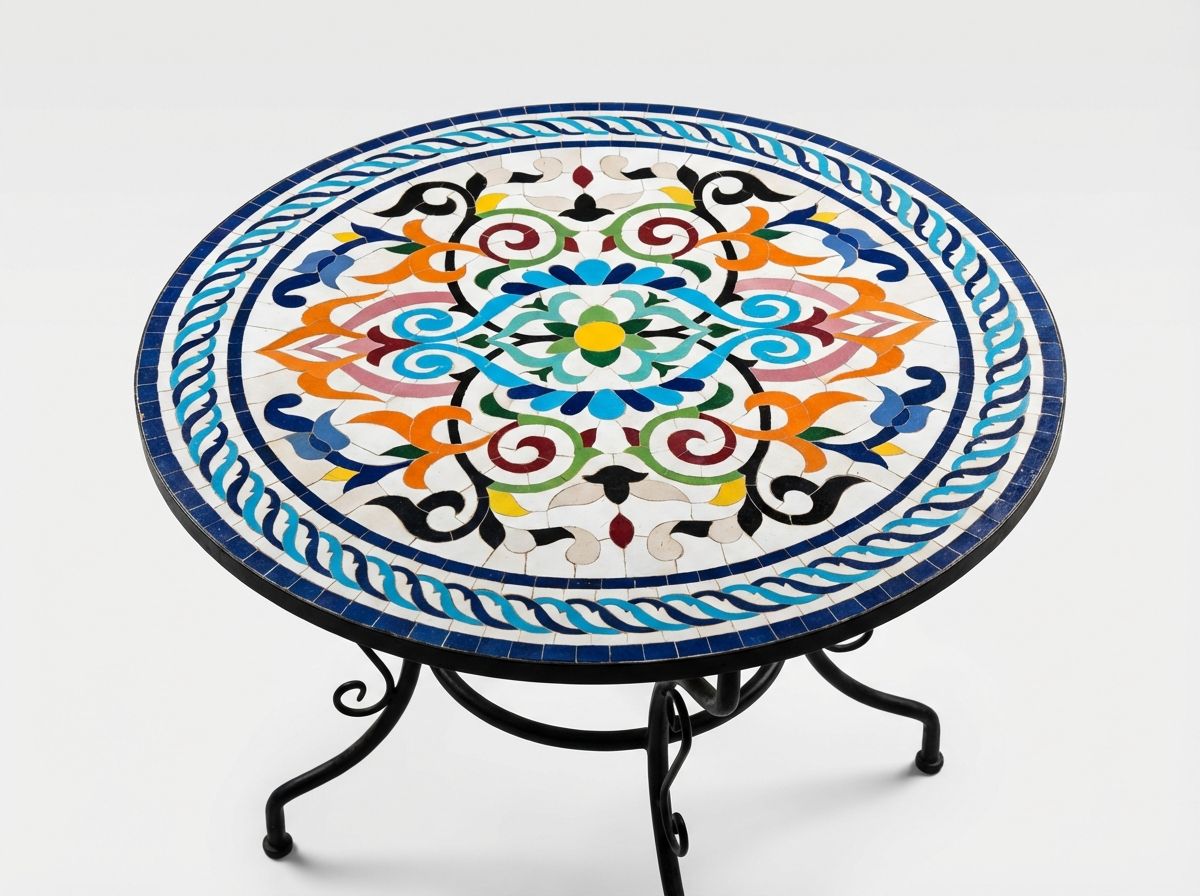 "Soleil de Marrakech" Vibrant Zellige Bistro Table view 3