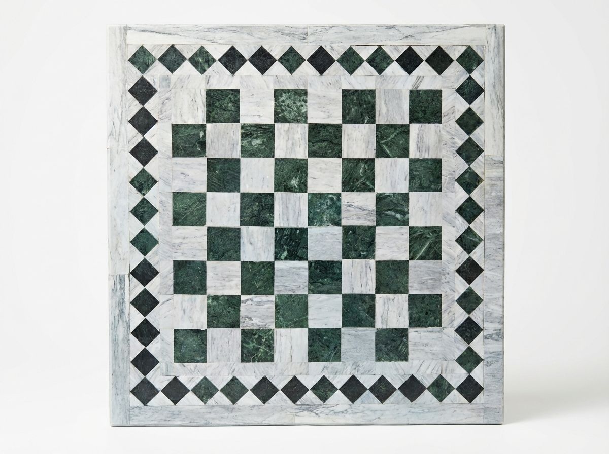 L'Échiquier Vert - Atlas Marble Mosaic Tabletop view 2