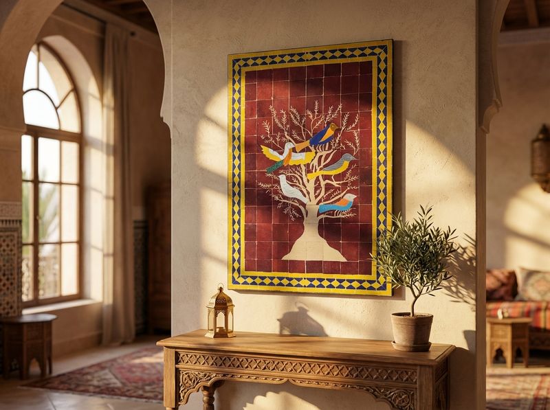 The Andalusian Garden: Zellige Tree of Life Mosaic Panel detail