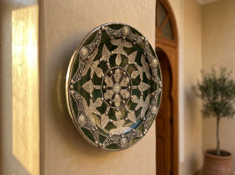 The Emerald Atlas Silver-Inlaid Charger detail