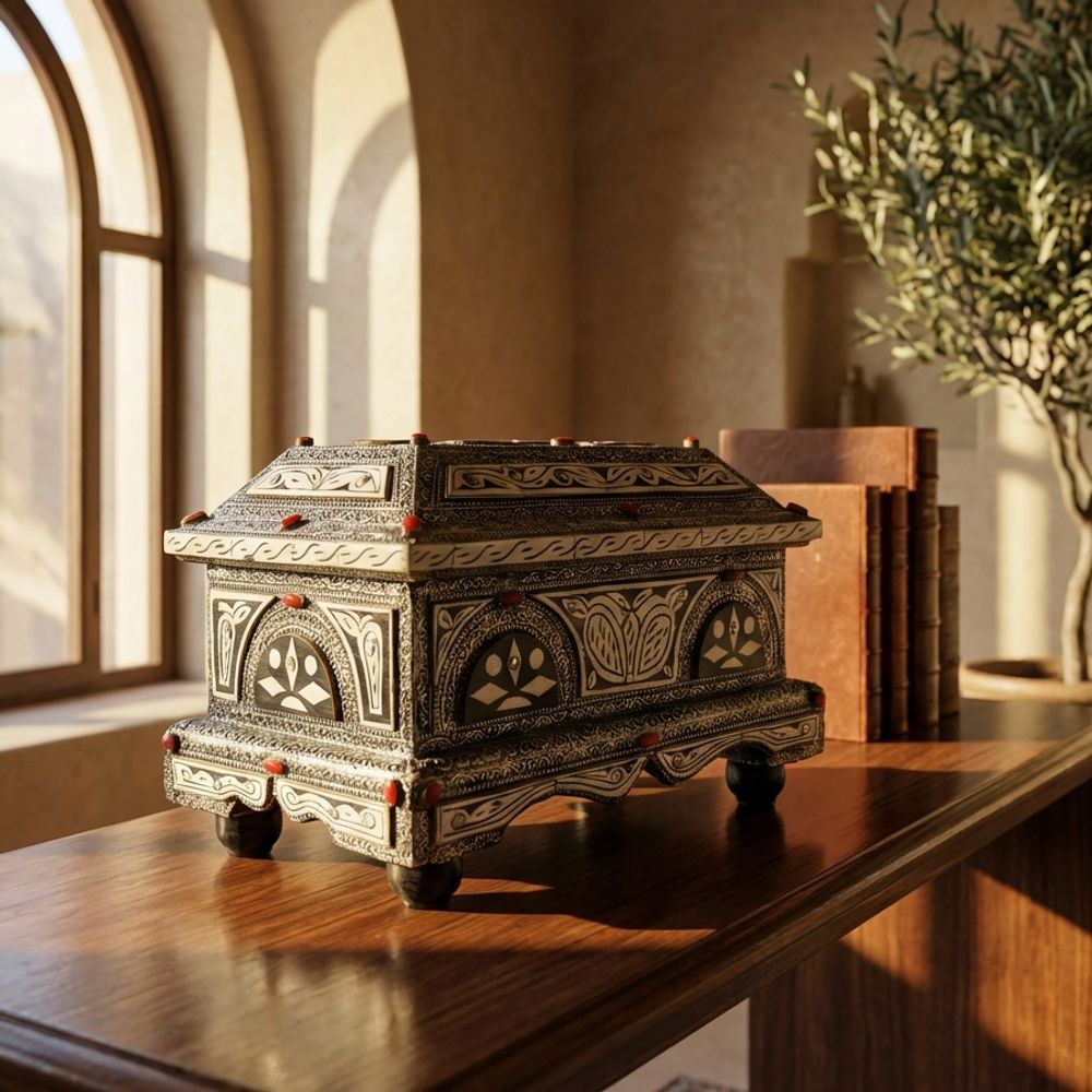 The Essaouira Silver & Bone Marquetry Treasure Box
