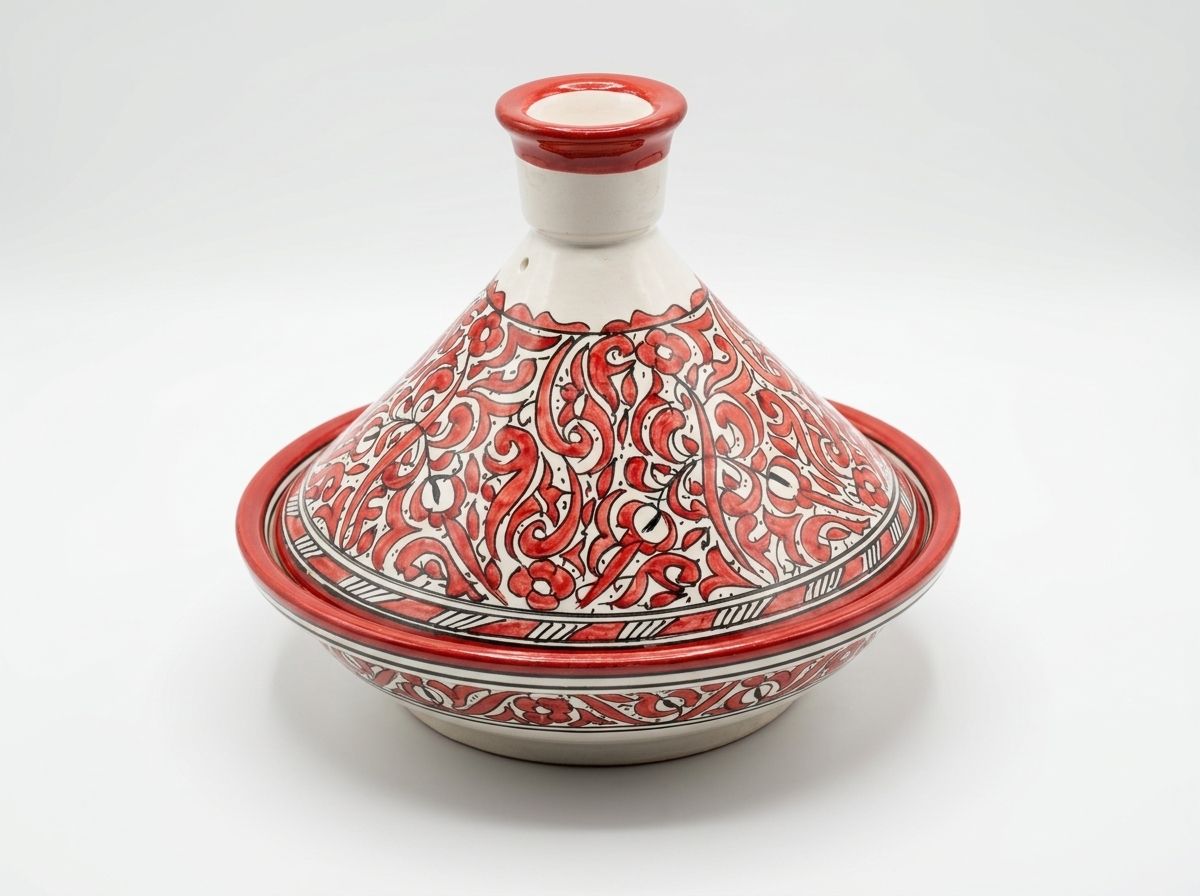 The Safi Crimson Arabesque Serving Tagine view 2