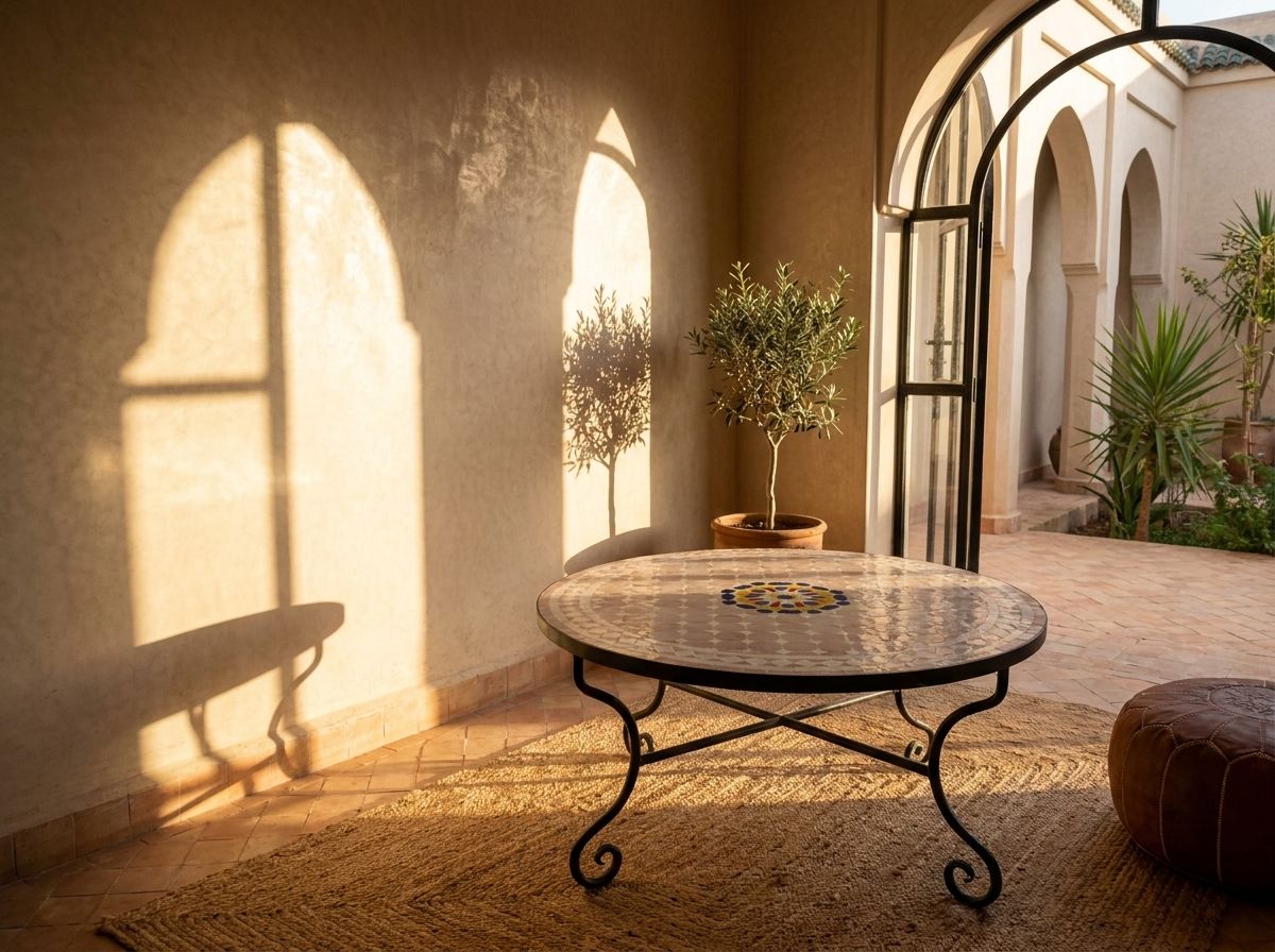 Zahra Blush Zellige Mosaic Table Top view 3