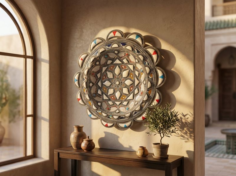 The Zahra Filigree & Bone Inlay Wall Charger detail