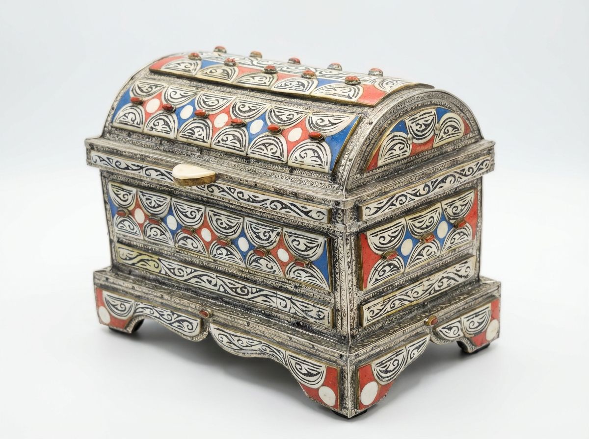 The "Tiznit" Silver & Camel Bone Berber Dowry Chest view 3