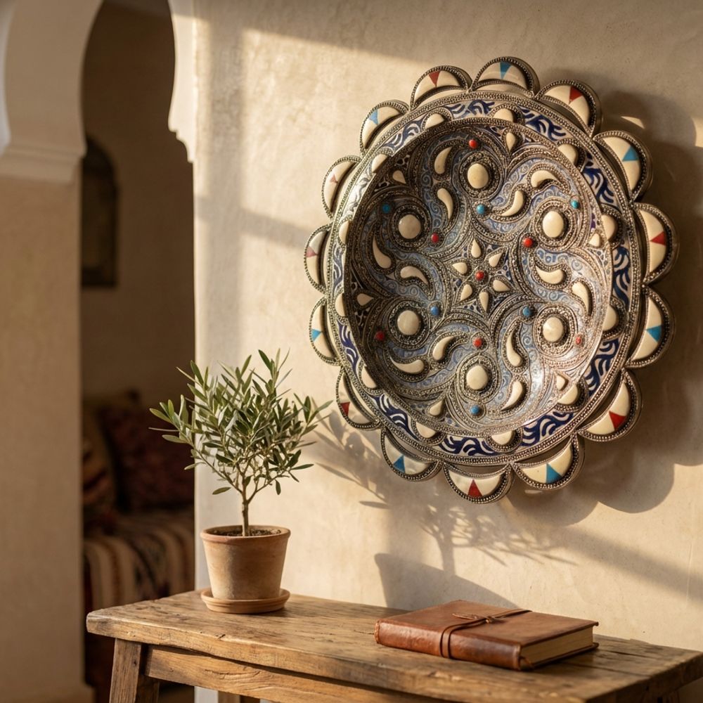 The Andalusian Star: Bone & Enamel Inlay Filigree Plate